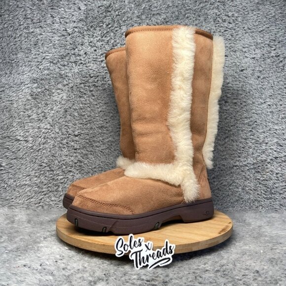 UGG Sunburst Tall Boots Size 10 Women Chestnut 5218 - Picture 4 of 7